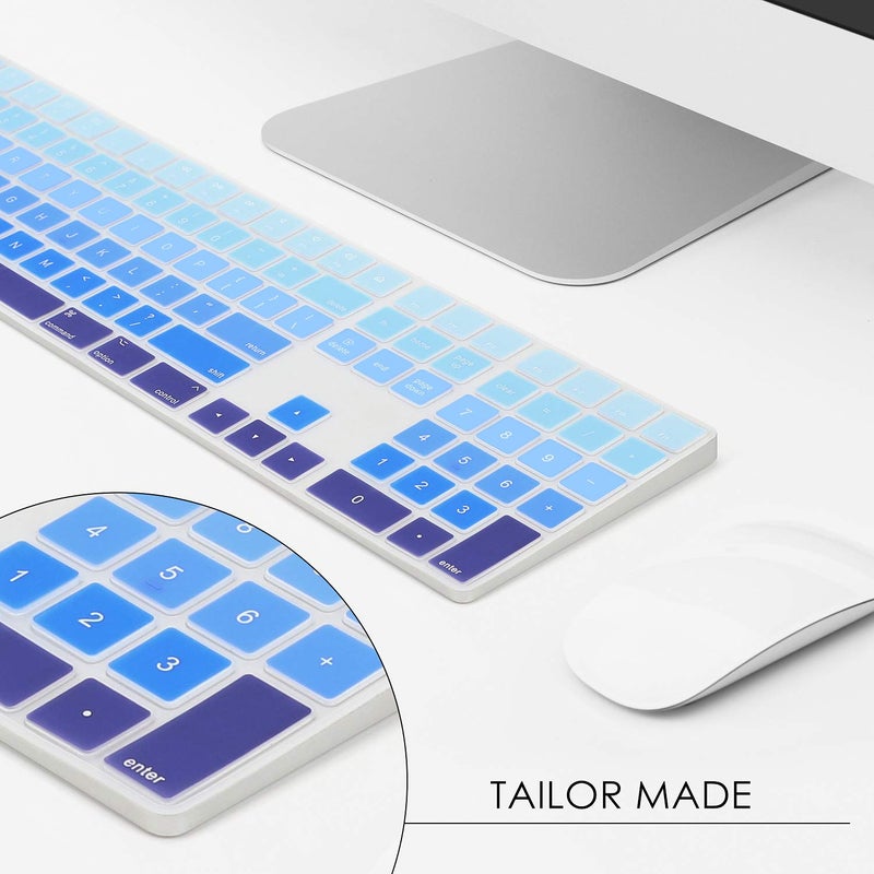 Allinside Ombre Blue Cover for Apple iMac Magic Wireless Keyboard with Numeric Keypad MQ052LL/A A1843 US Layout - Image 3